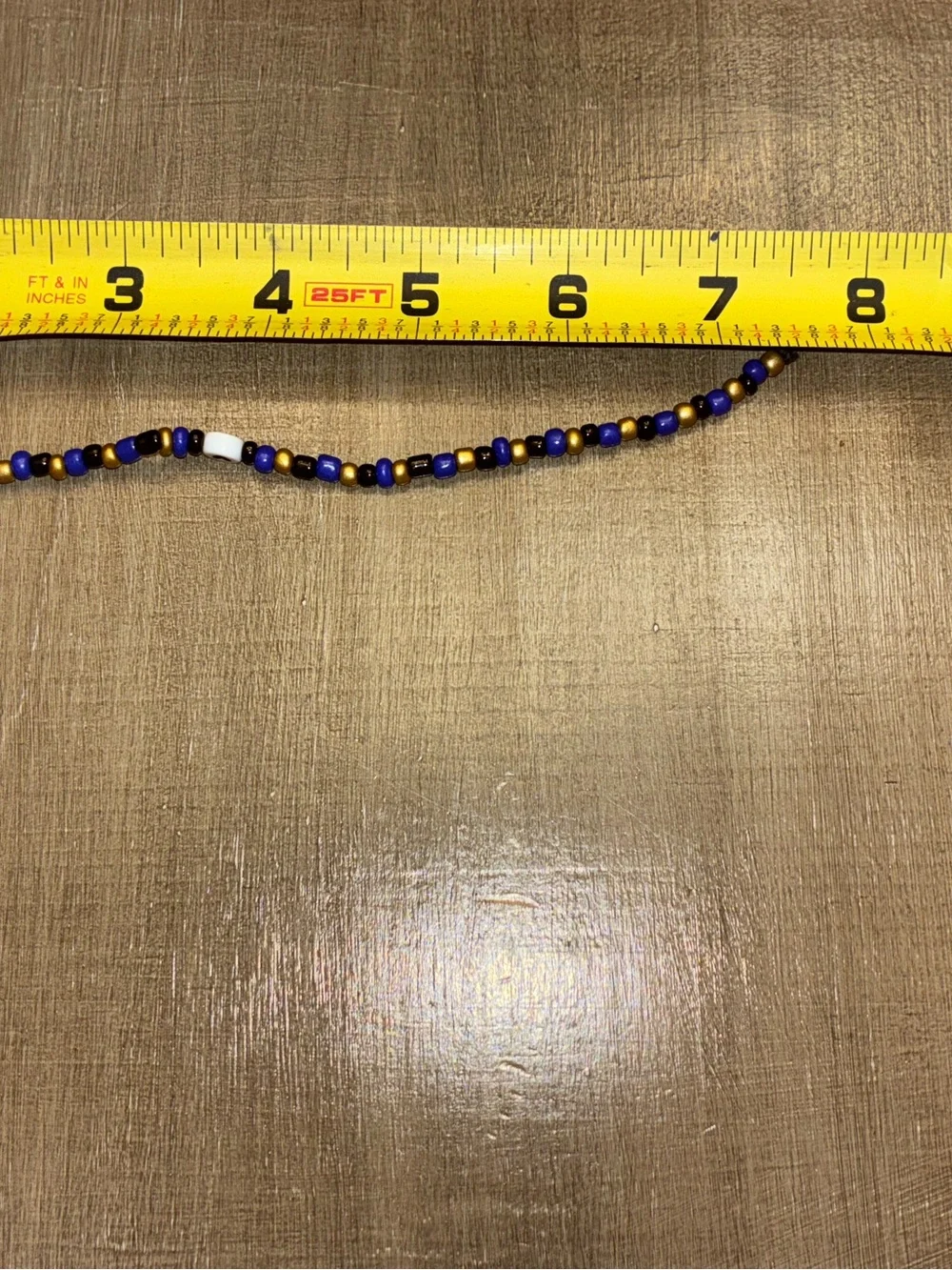 Handmade Blue, Black & Gold Beaded Bracelet with Heart Accent